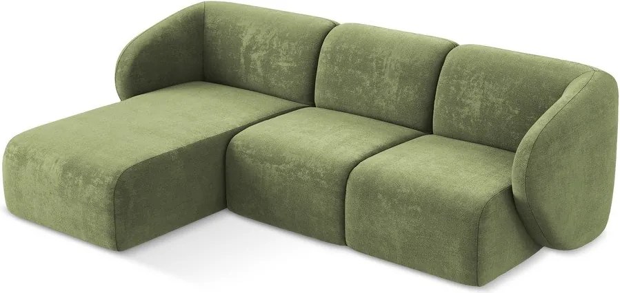 Зелен шенилов ъглов диван (ляв ъгъл) Lani – Makamii