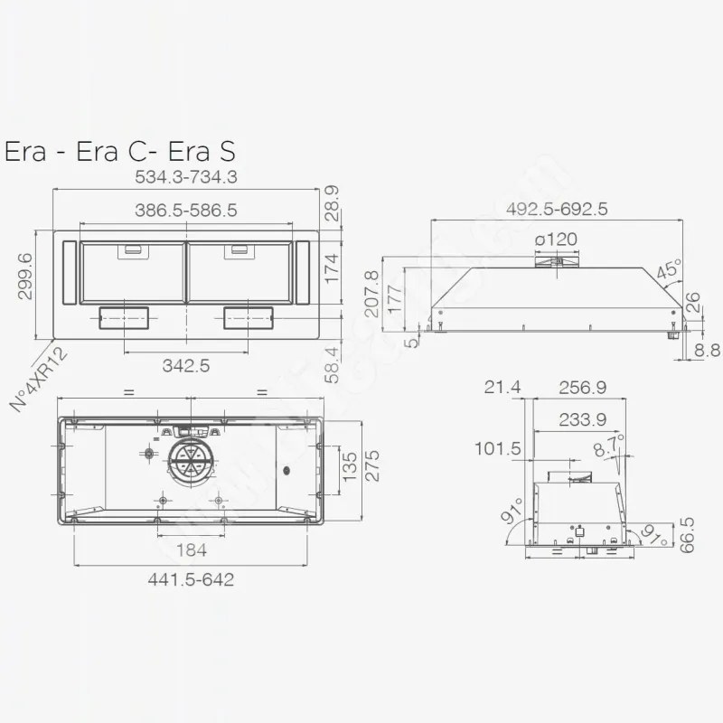 Аспиратор за вграждане Elica Era BL 52, 81 W, 52 см, Клас C, 224 м3/ч, LED осветление, Черен