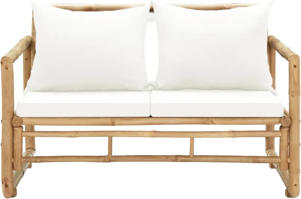 43157 vidaXL 2-местен градински диван с възглавници, бамбук