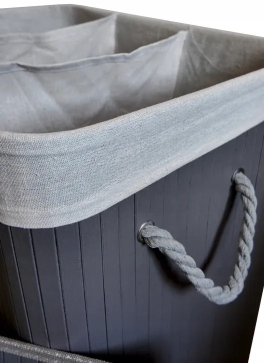 Бамбуков кош за пране - 3 камери, 150 л Eстествен