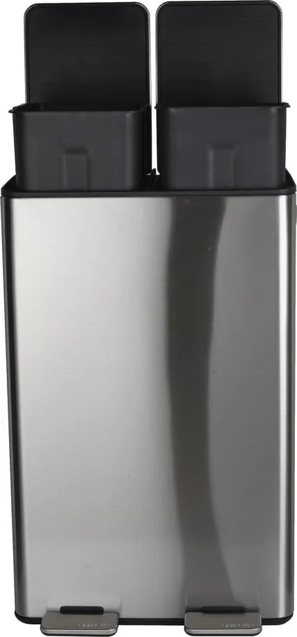 Стоманено кошче за боклук 2x30 l за рециклиране с педал в матово сребрист цвят Aliya – Spirella