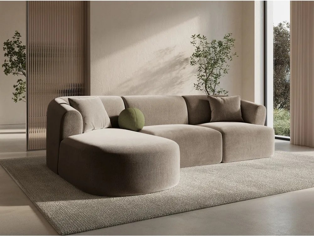 Светлокафяв кадифен ъглов диван (ляв ъгъл) Campi – Cosmopolitan Design