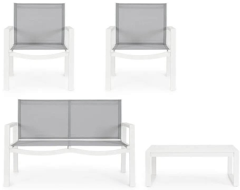 Бял алуминиев градински комплект от за отдих за 4 Kallen – Bizzotto