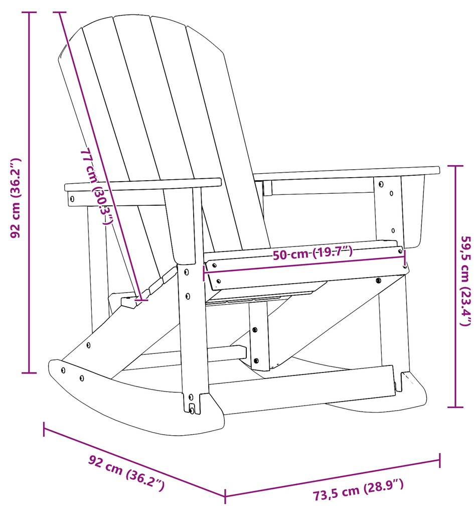 Sonata H Adirondack люлеещ стол Черен 73.5x92x90 см HDPE