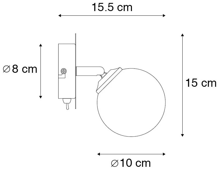 Ръстичен прожектор черен регулируем с опушено стъкло - Атина