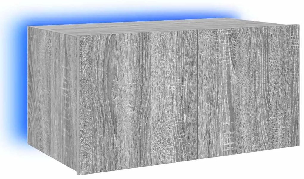 837277 vidaXL Стенен ТВ шкаф с LED осветление, сив сонома, 60x35x31 см