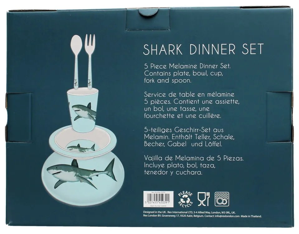 Детски комплект от за хранене 5 бр. Sharks – Rex London