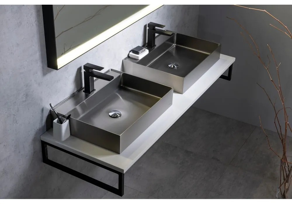 Мивка от неръждаема стомана в сребристо 55x42 cm Aurum – Sapho