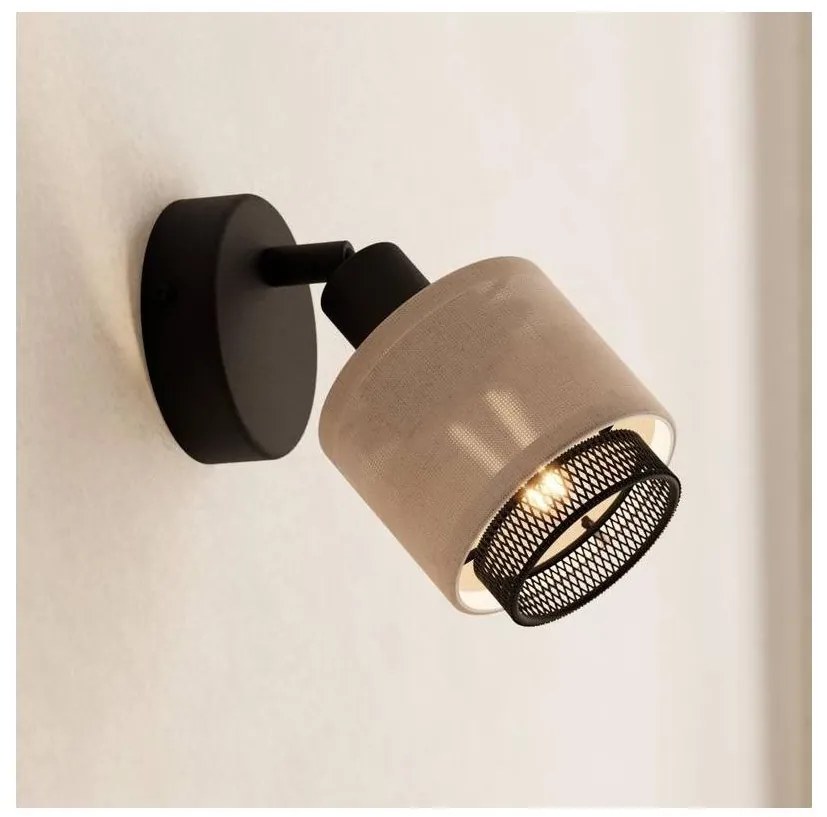 Eglo 43656 - Стенно точково осветително тяло ROSLEY 1xE14/40W/230V черно/бежово