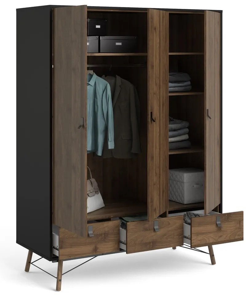 Черно-кафяв гардероб от орех 150x200 cm Ry - Tvilum