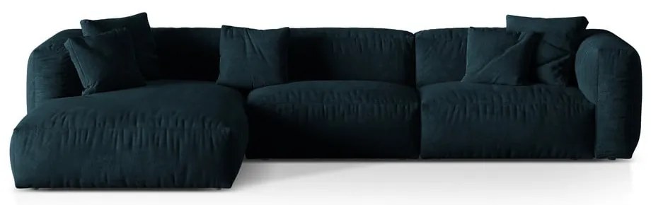 Тъмносин кадифен модулен ъглов диван (ляв ъгъл) Martina – Micadoni