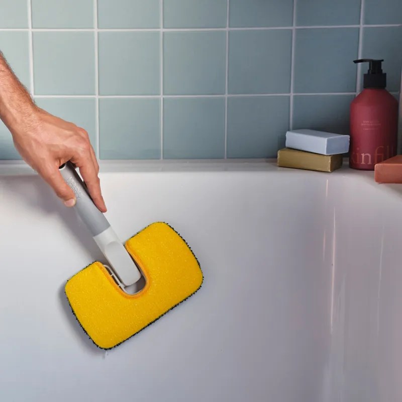 Моп за почистване на повърхности 2в1 Joseph Joseph CleanTech 6500012, 18.5 см, Дръжка с меко покритие, Сив/Жълт