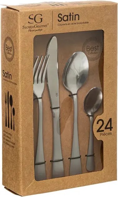 Комплект прибори Secret de Gourmet Satin, Инокс, 24 части