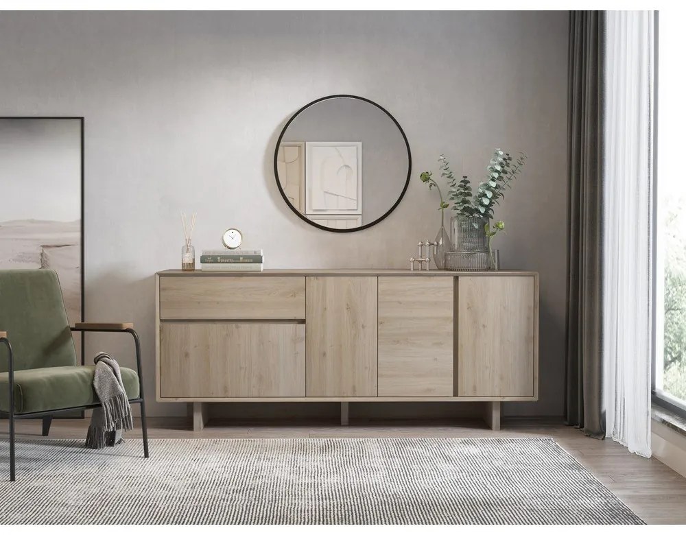 Скрин от дъбов декор в естествен цвят 180x76x45 cm Carpi – Marckeric