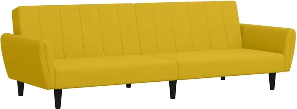 375864 vidaXL 2-местно разтегателно канапе, жълто, кадифе
