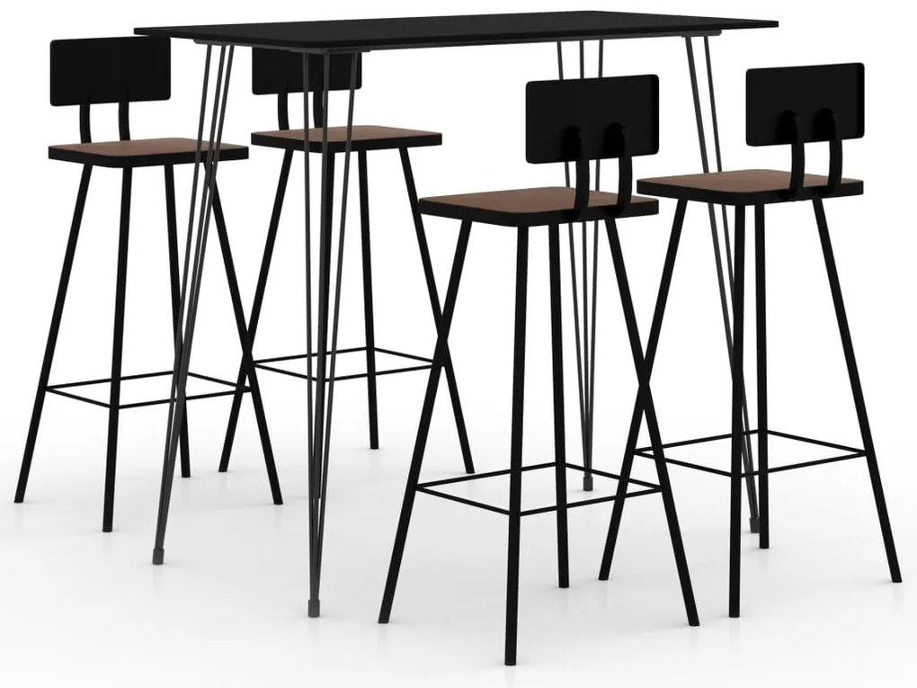 3057829 vidaXL Бар комплект от 5 части, черен