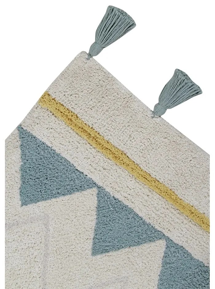 Кремав ръчно изработен памучен детски килим подходящ за пране 120x160 cm Azteca Vintage Blue – Lorena Canals