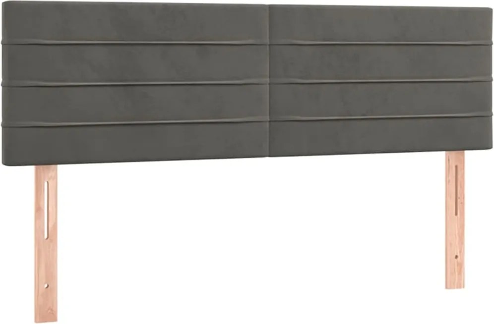 346153 vidaXL Горни табли за легло, 2 бр, тъмносиви, 72x5x78/88 см, кадифе