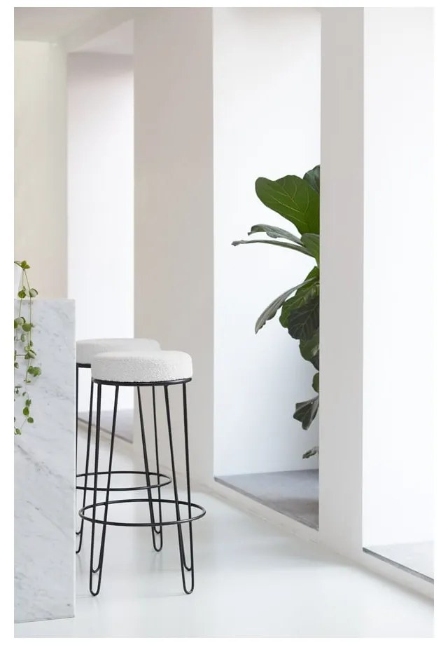 Бял тапициран бар стол (височина на седалката 73 cm) Alice – Light &amp; Living