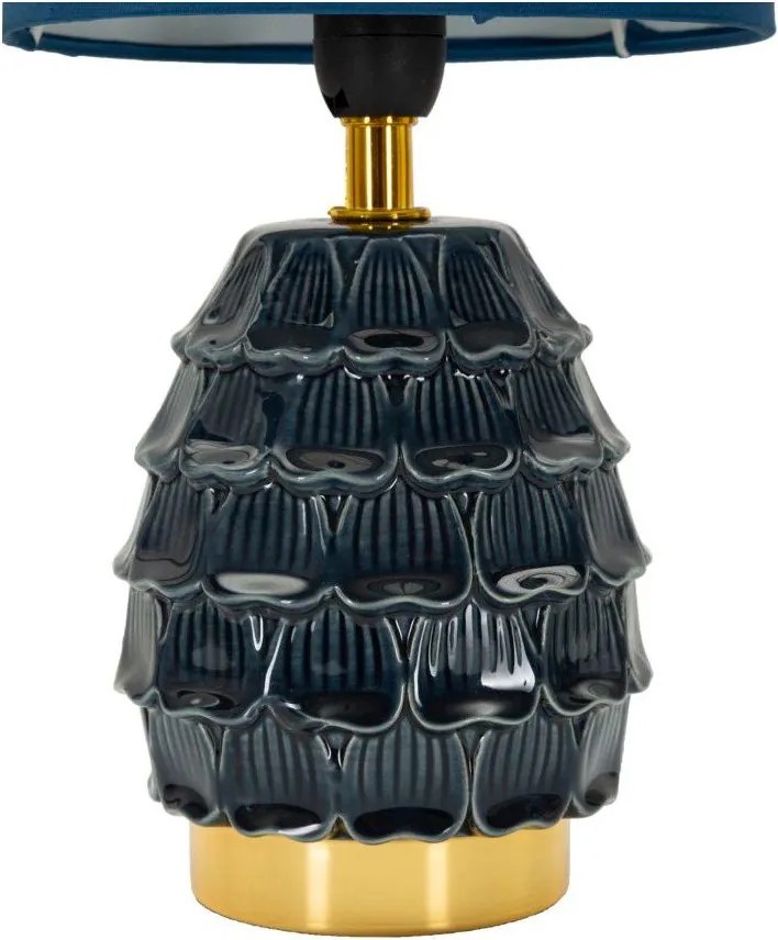 Синя керамична настолна лампа с текстилен абажур (височина 30,5 cm) Pigny – Mauro Ferretti