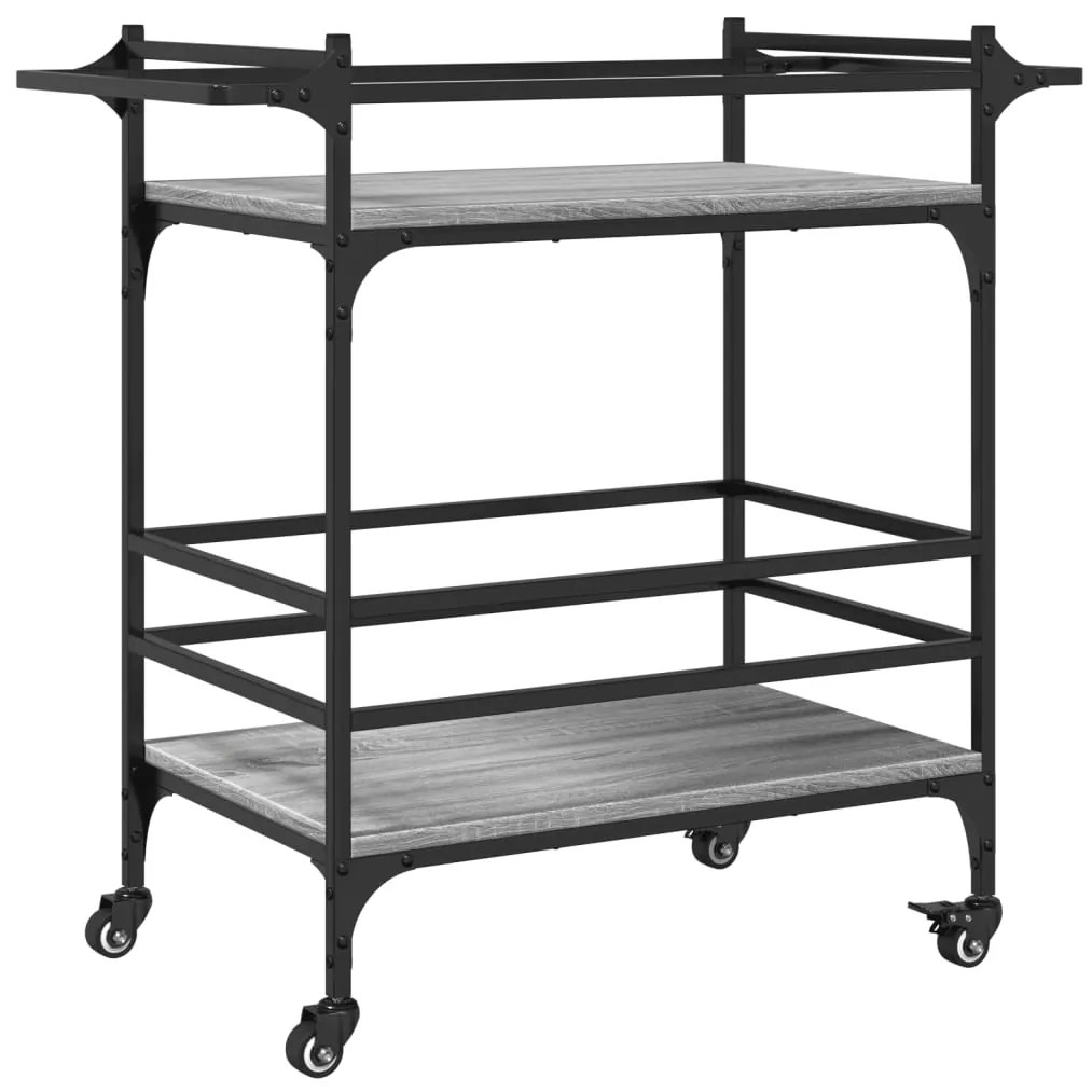 842364 vidaXL Кухненска количка, сив сонома, 82x40x78,5 см, инженерно дърво