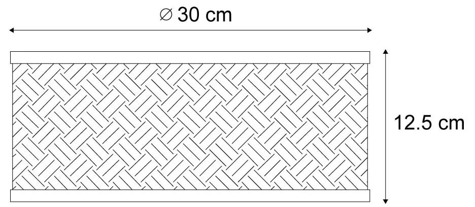 Ориенталски ратан таванна лампа с черен цвят 30см - Tremmo