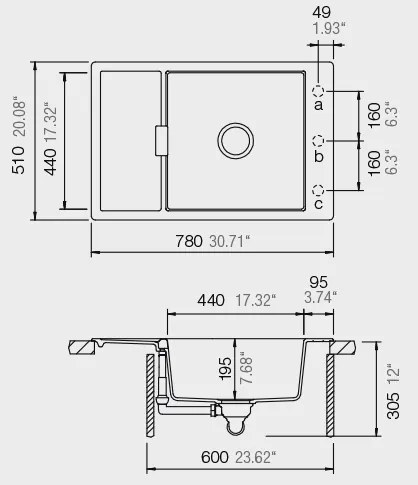 Мивка Schock Mono Cristadur 15180-Mauro