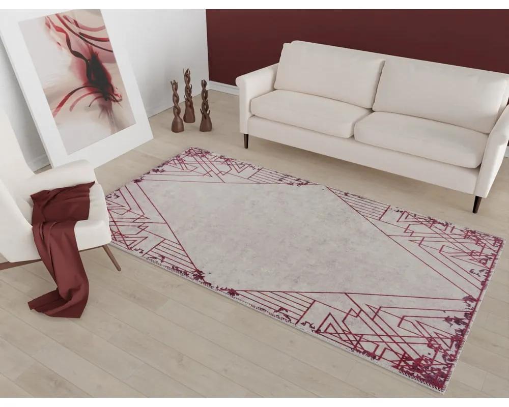 Червен и кремав миещ се килим 180x120 cm - Vitaus