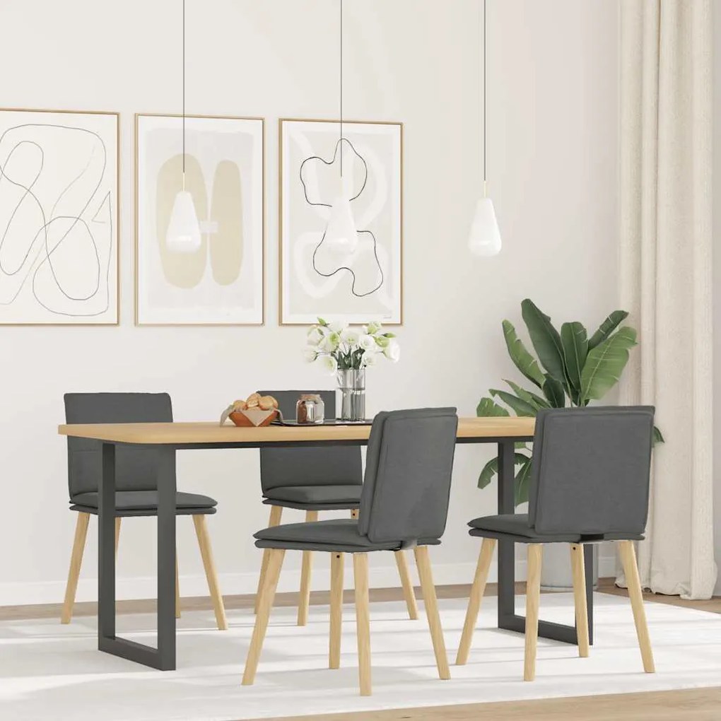 3315356 vidaXL Трапезни столове, 4 бр, тъмносиви, текстил