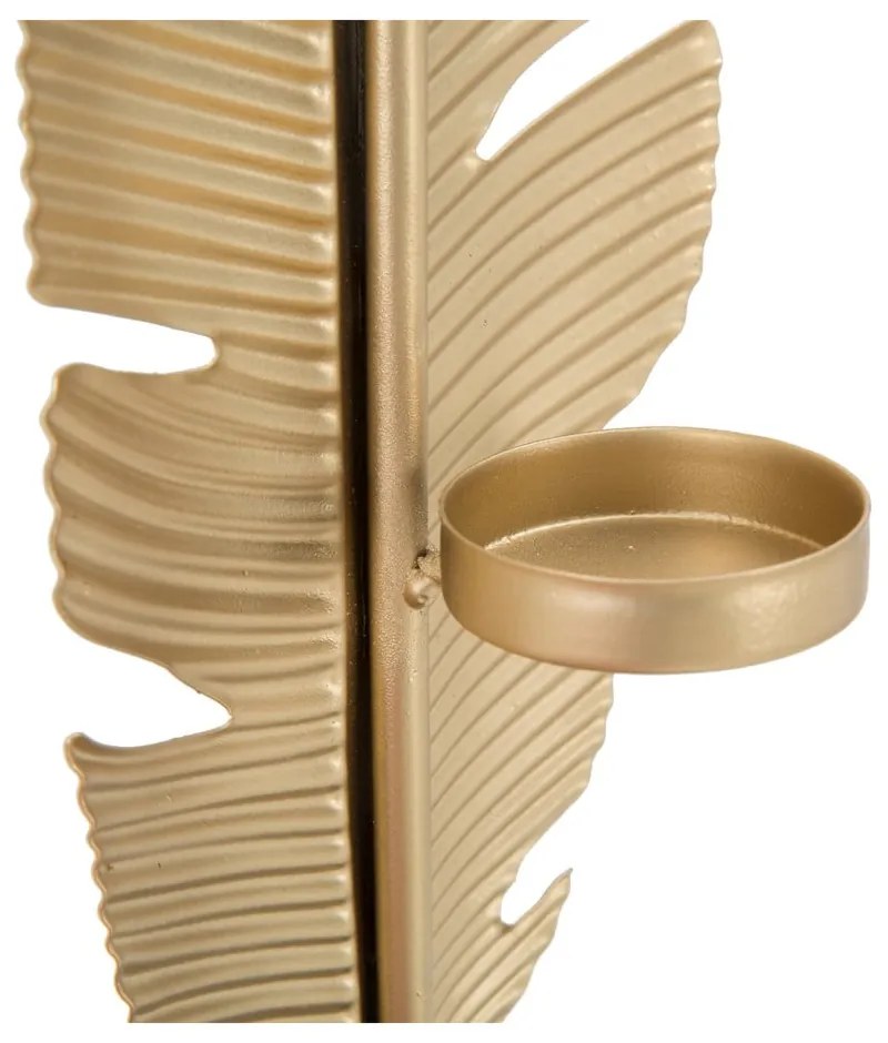 Декоративен свещник в златист цвят Feather, височина 34 cm Glam - Mauro Ferretti