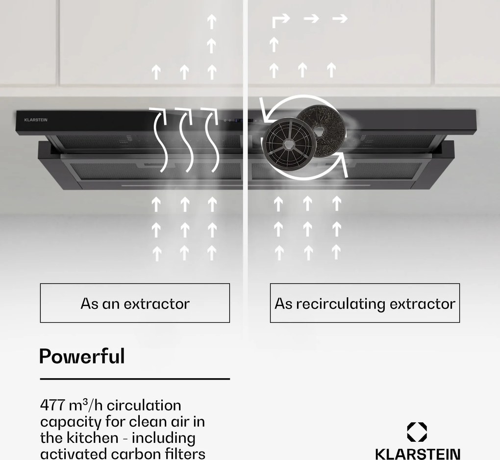 Klarstein Mariana 90 Neo, плосък абсорбатор, 90 см, 640 м³/ч, извличане, LED