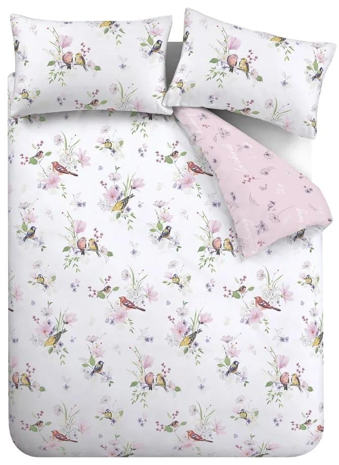 Розово и бяло единично спално бельо 135x200 cm Songbird - Catherine Lansfield