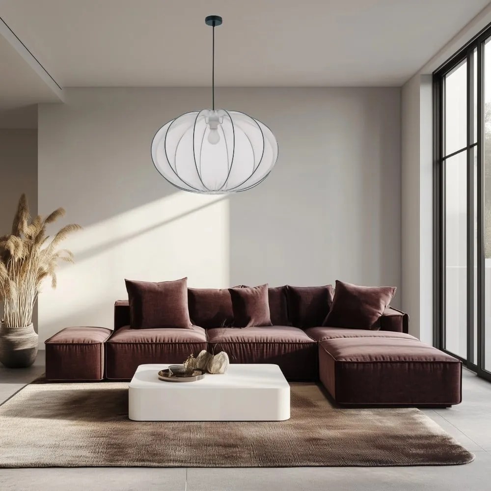 Бяло висящо осветително тяло с текстилен абажур ø 60 cm Mellow – Candellux Lighting