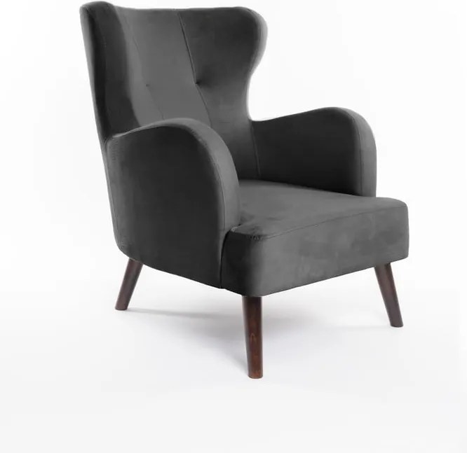 Тъмносиво кадифено кресло Noemye – Bonami Selection