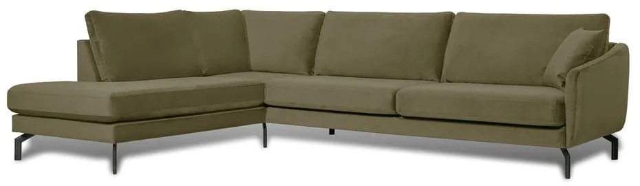 Ъглов диван от зелено кадифе (ляв ъгъл) Magic - Scandic