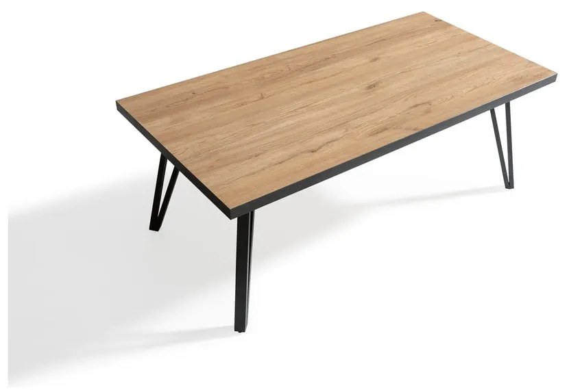 Черна/естествена масичка за кафе с дъбов плот 60x120 cm Sindi - Marckeric