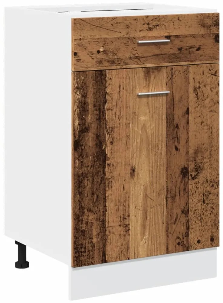 856086 vidaXL Долен шкаф с чекмедже, Lyon старо дърво 50x46x81,5 см