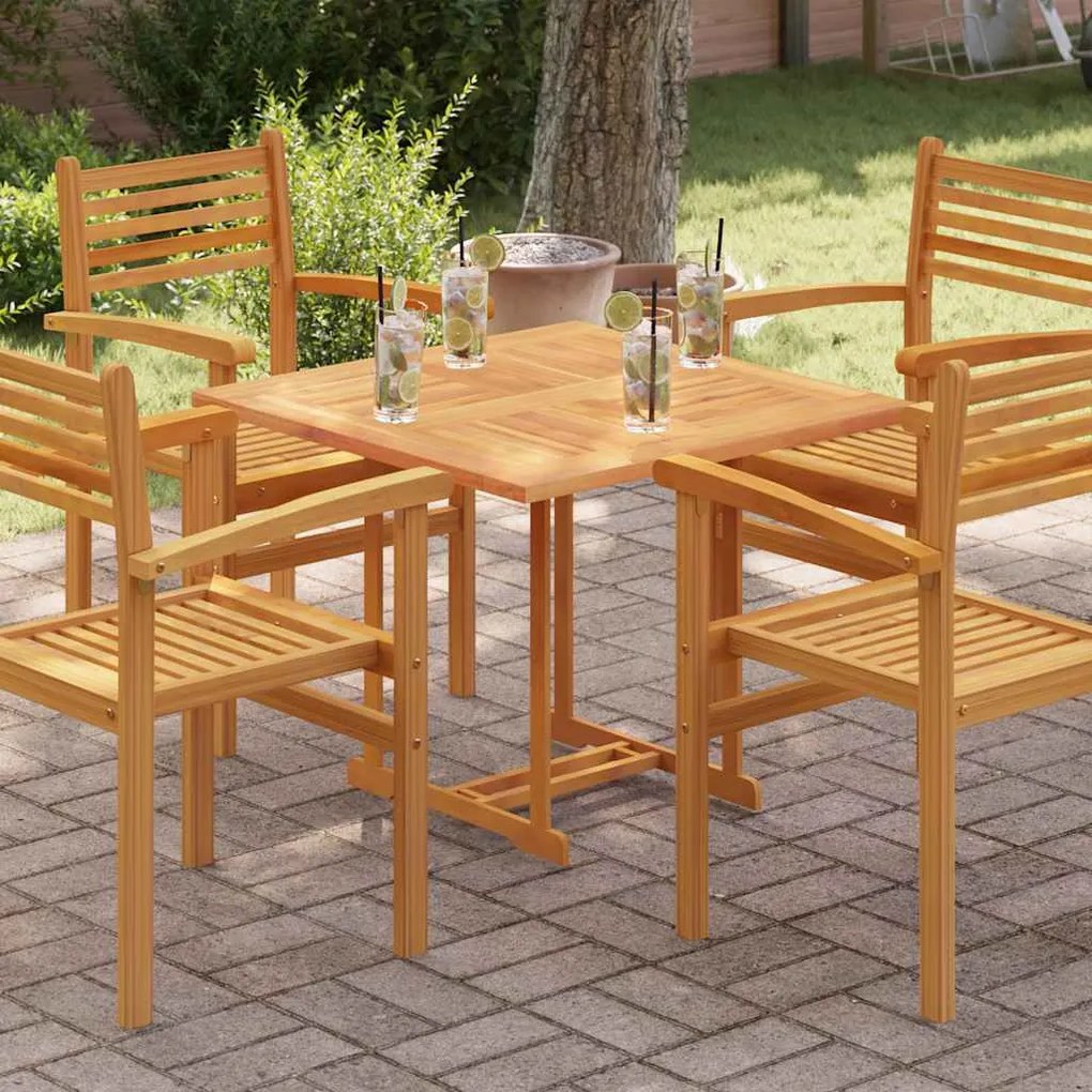 48990 vidaXL Плот за маса, тиково дърво масив, квадратен, 80x80x2,5 см