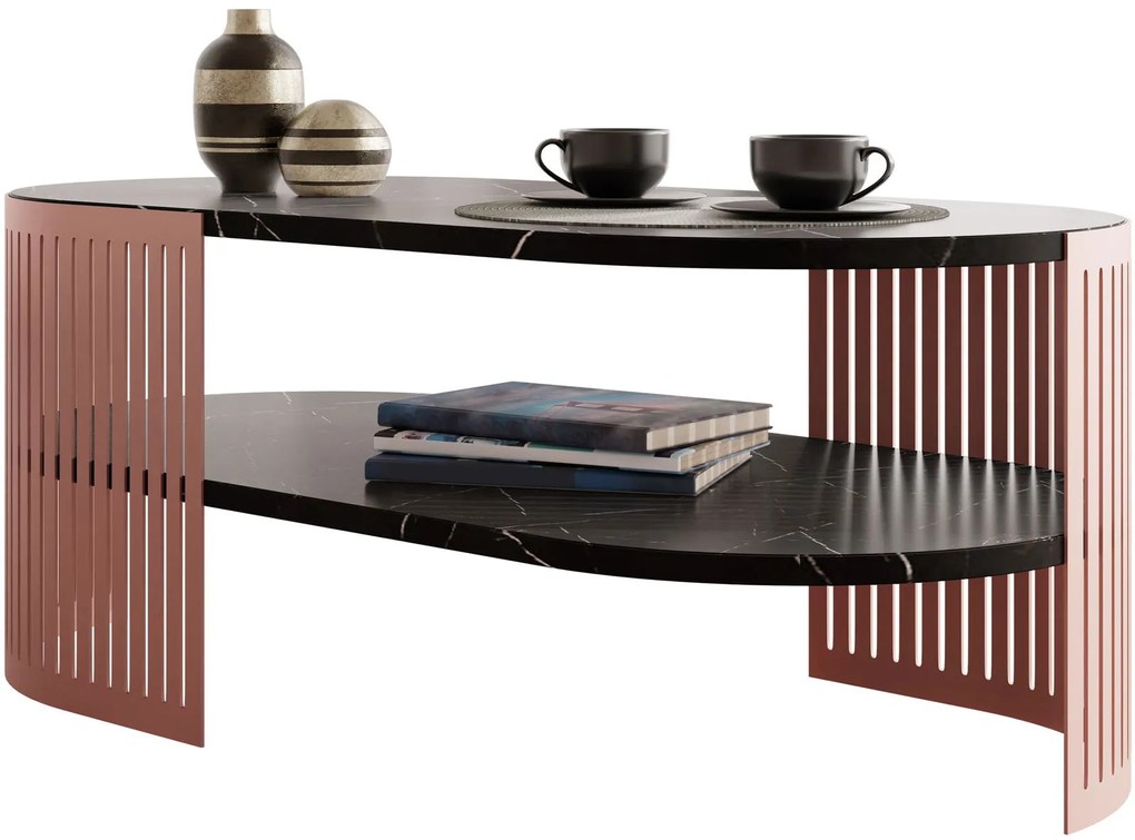 Холна маса Fikoli Ember II-Черен мрамор - Медно