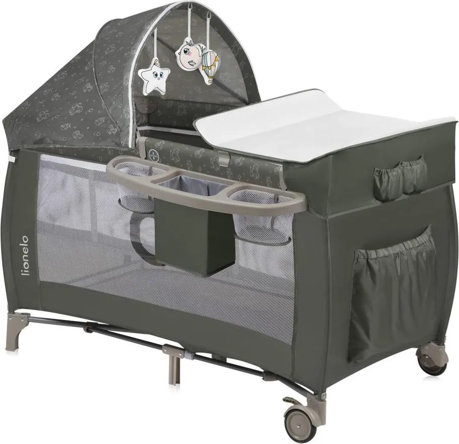 Lionelo - Преносима детска кошара SVEN PLUS Beige Olive