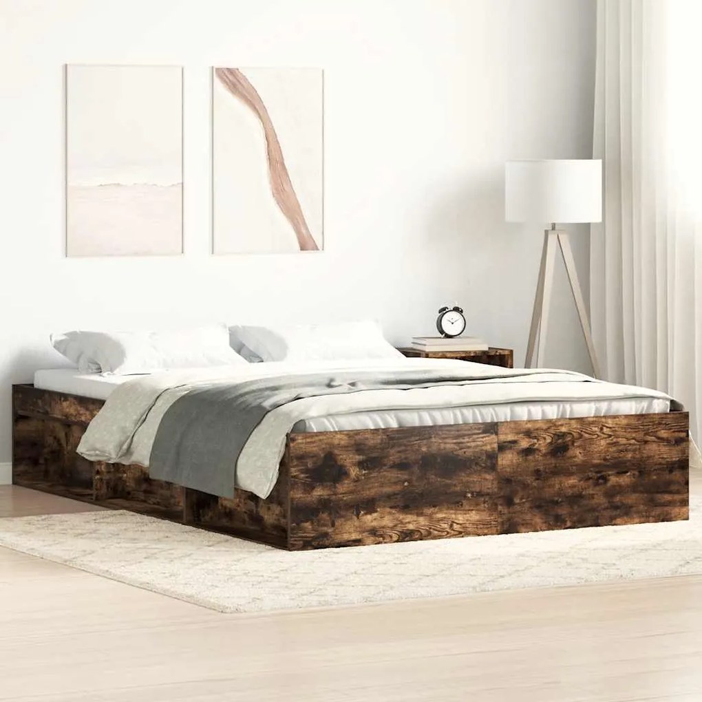 3203863 vidaXL Рамка за легло, опушен дъб, 140x200 см