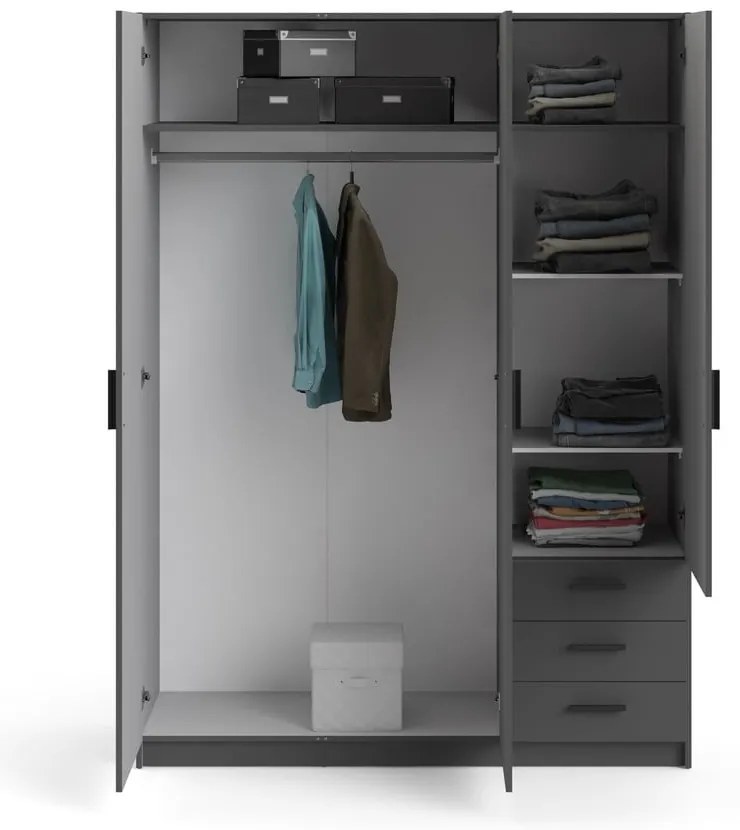 Тъмносив гардероб 147x200 cm Sprint – Tvilum