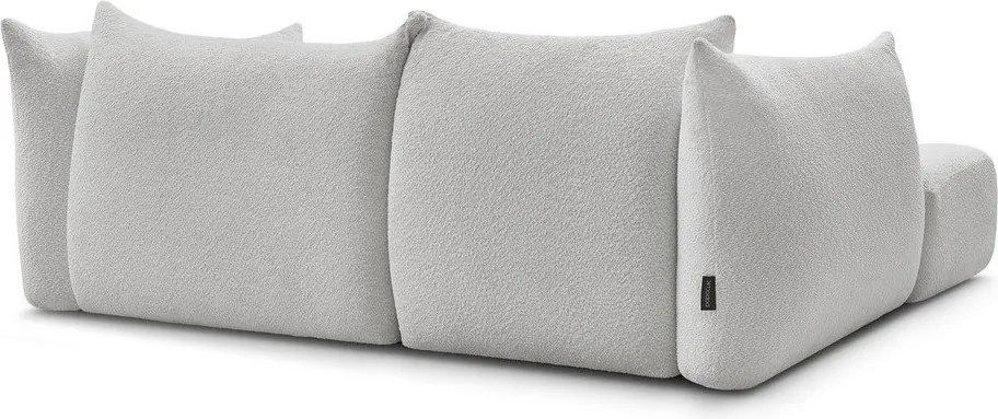 Светлосив ъглов диван от прежда с примки от букле (ляв ъгъл) Azra – Bobochic Paris