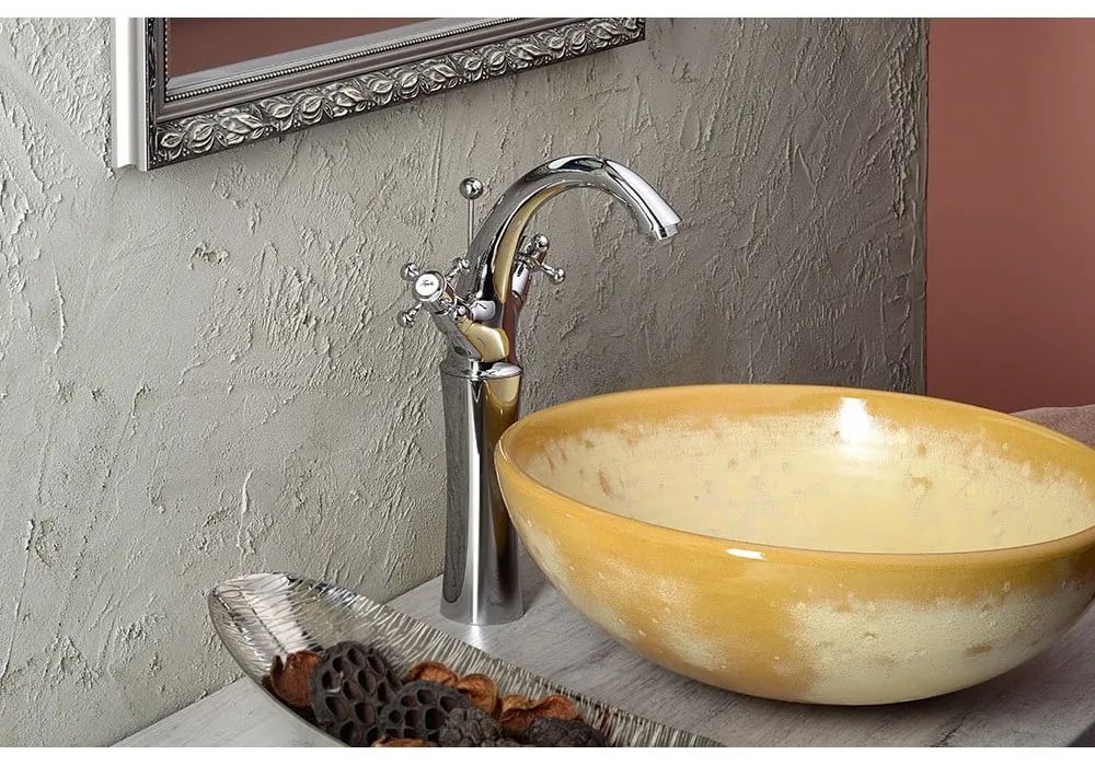 Стояща батерия за мивка в лъскаво-сребрист цвят Antea – Sapho