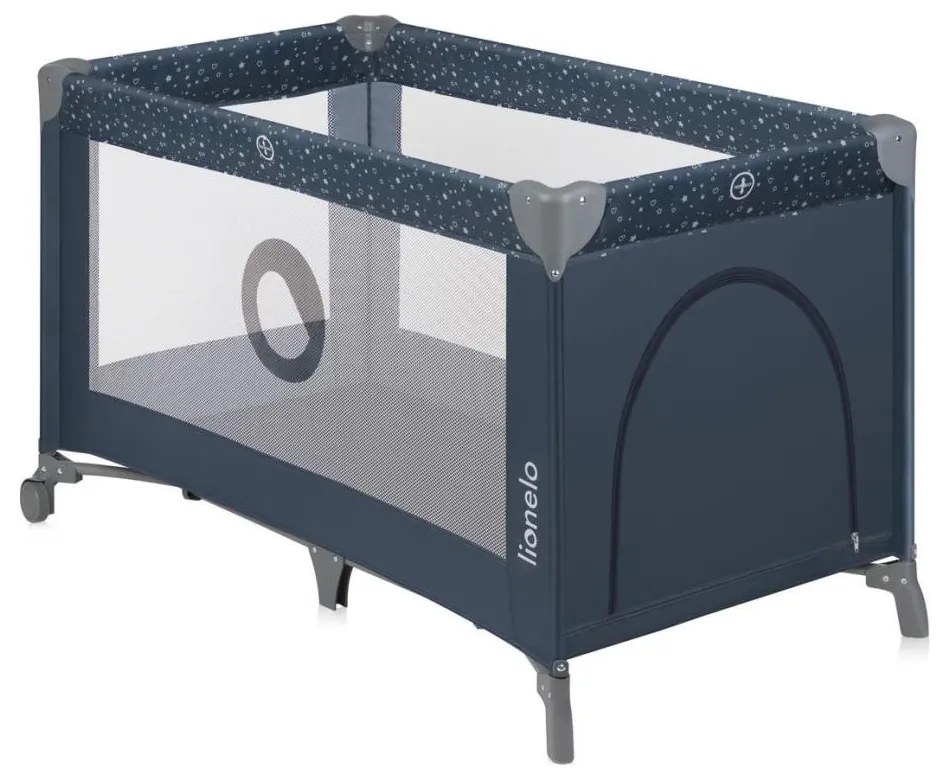 Lionelo - Преносимо бебешко креватче STEFI синьо-сиво