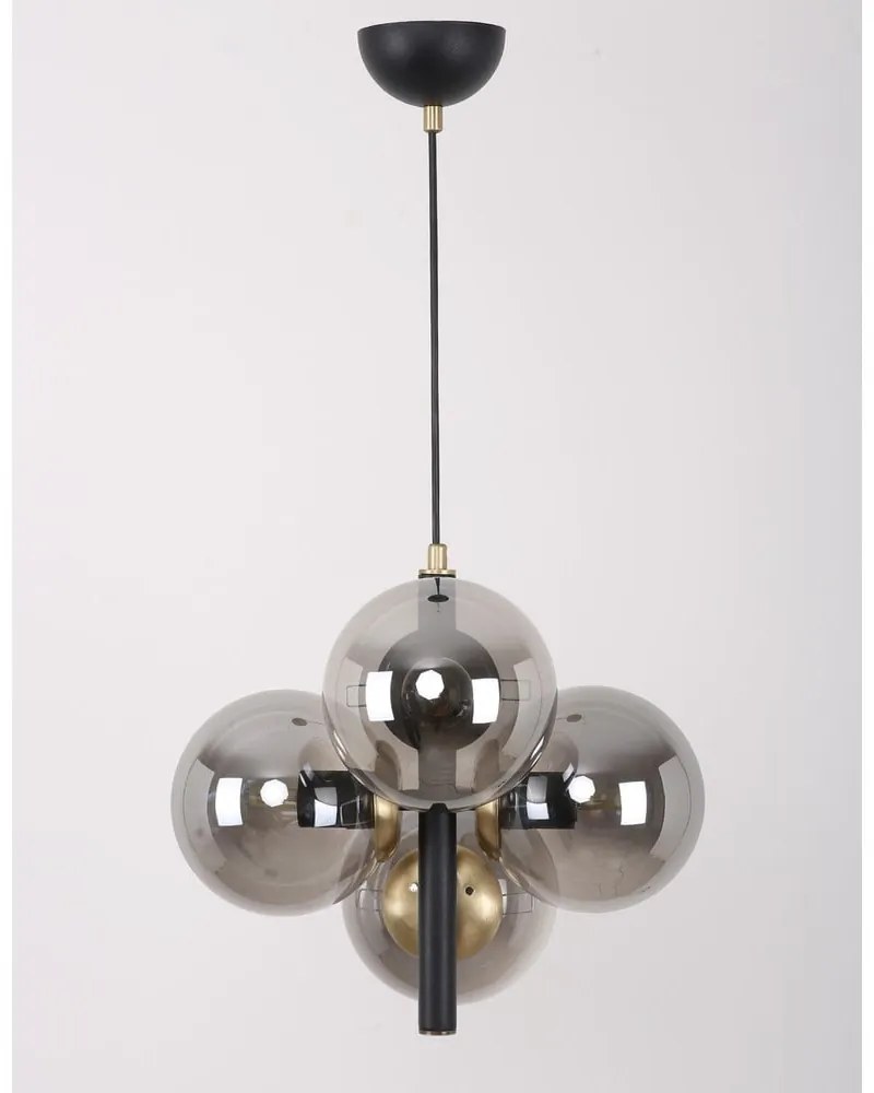 Черно-сива висяща лампа със стъклен абажур ø 15 cm Forte - Squid Lighting