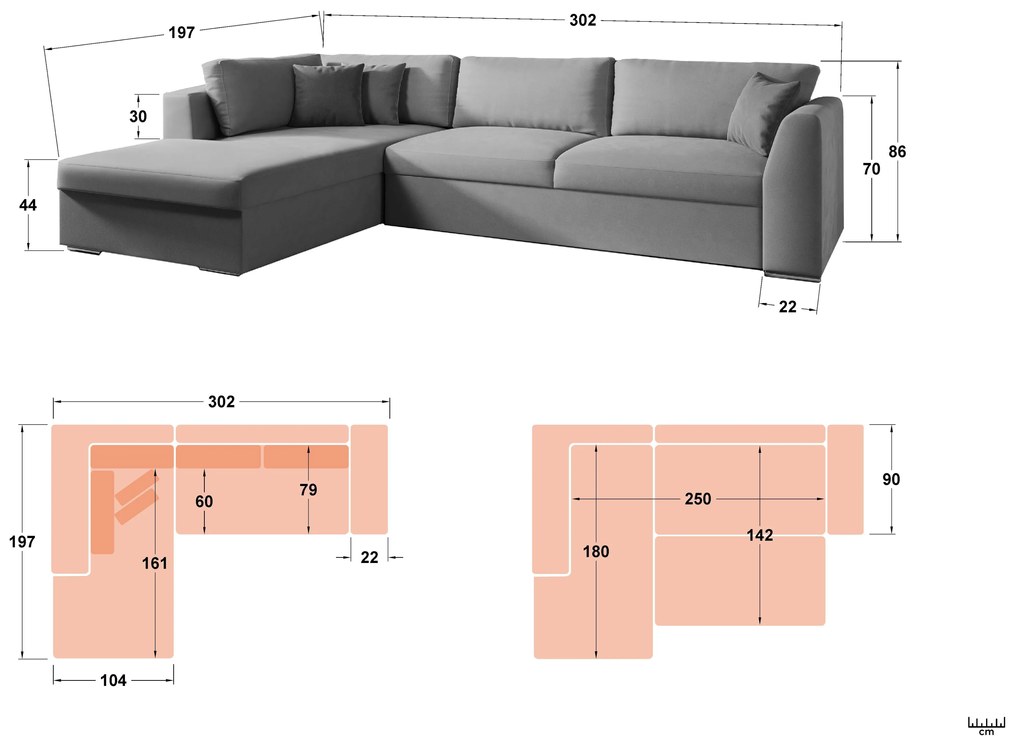 Разтегателен ъглов диван Тоскана
