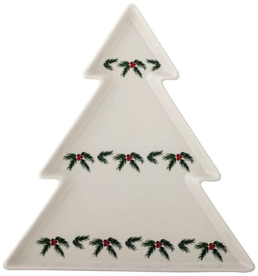 Кремава глинена чиния с коледен мотив за сервиране Berry – Bloomingville