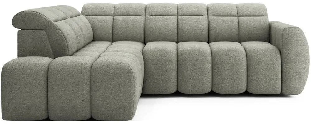 Сиво-зелен разтегателен ъглов диван с място за съхранение от букле (ляв ъгъл L форма) Falconn – ELTAP