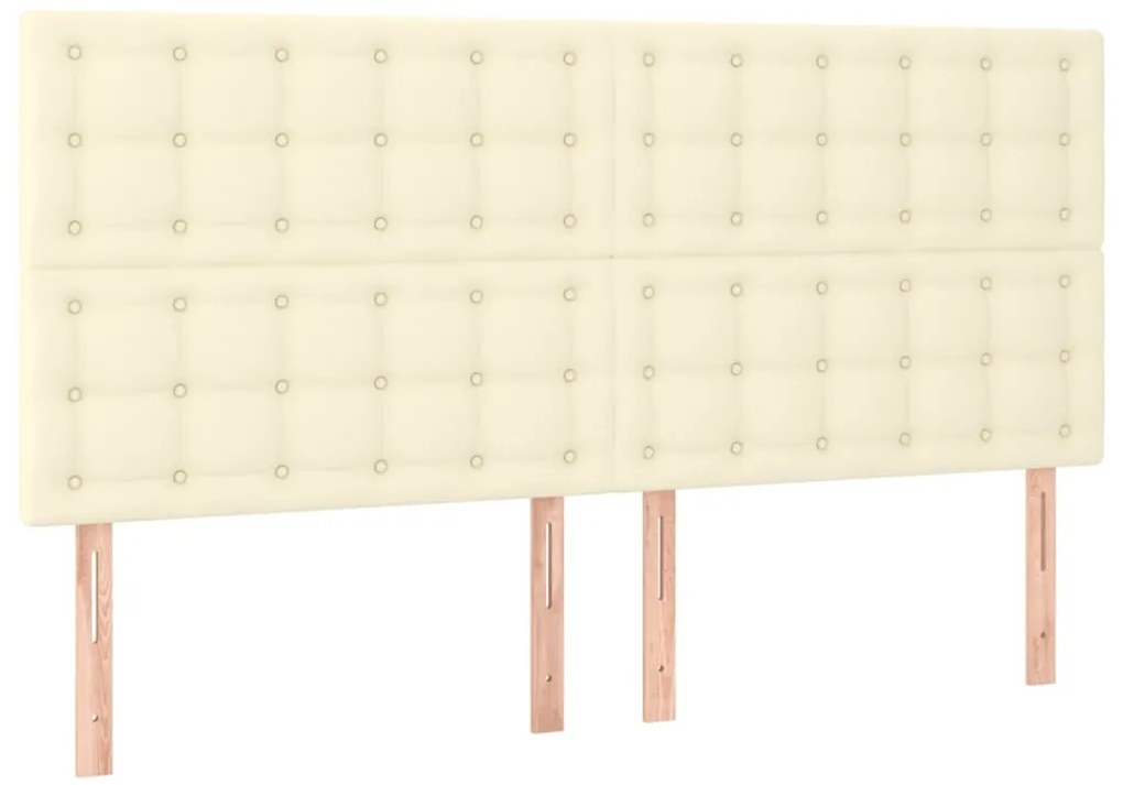 3116436 vidaXL Табла за легло, кремава, 180x5x118/128 см, изкуствена кожа